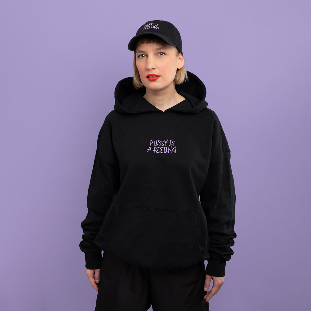 PUSSY IS A FEELING x MISHA Oversized Hoodie in Black