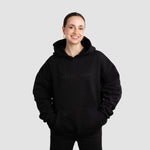 PUSSY IS A FEELING BLACK on BLACK Oversized Hoodie with 3D embroidery